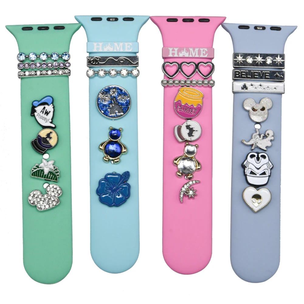 Decoration Diamond Jewelry Charms Decorative Silicone Watch Band Accessories Loop Charm Stud for watch band