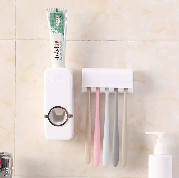 Автоматический диспенсер для зубной пасты, Хромированный диспенсер для зубной пасты в ванную комнату, полка для хранения зубных щеток