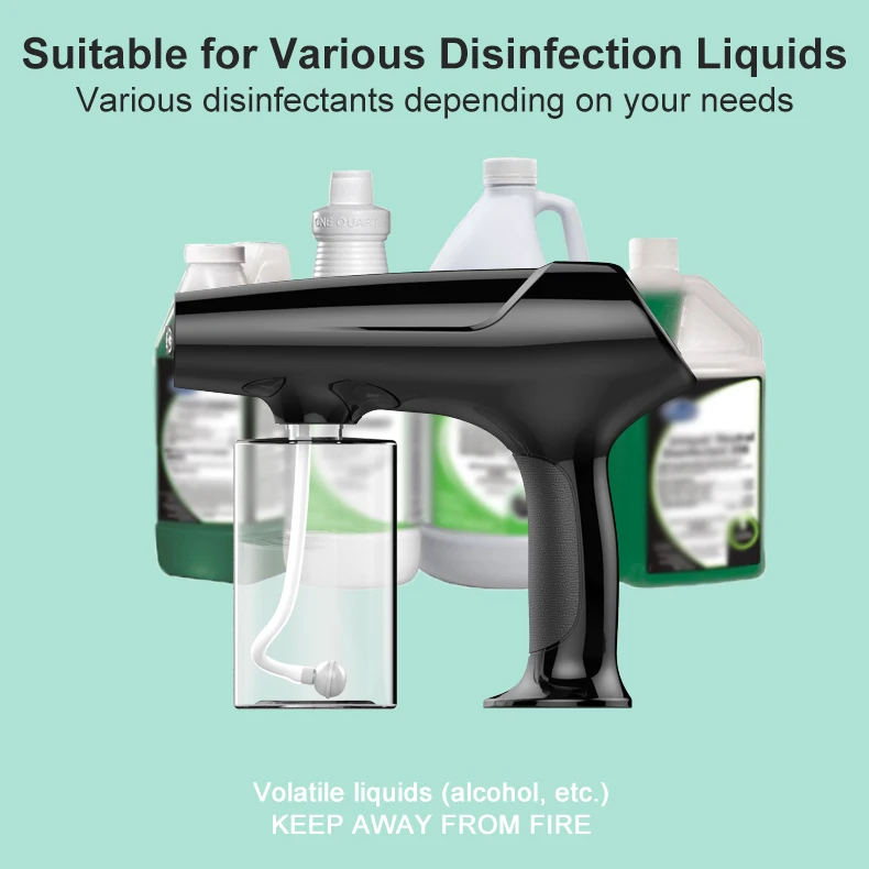 Wireless Alcoholic Sanitizing Sprayer Fogging Machine Disinfectant Atomizer UV Blue Light F8 Nano Mist Sanitization Gun