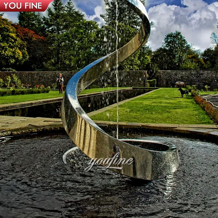 Modern Abstract Metal Art Spiral Statue Stainless Steel Sculpture Fountain for Outdoor