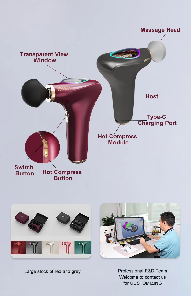 Electric Vibrate Fascia Deep Tissue Mini Portable Therapy Custom Logo Massager Gun Massage Gun 4 Heads Massage 10W Max 26W BLDC
