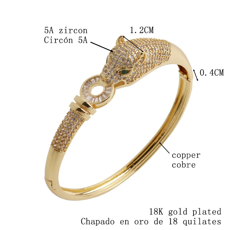 Vintage Classic Gold Plated Zodiac Zircon Leopard Bracelet 2021