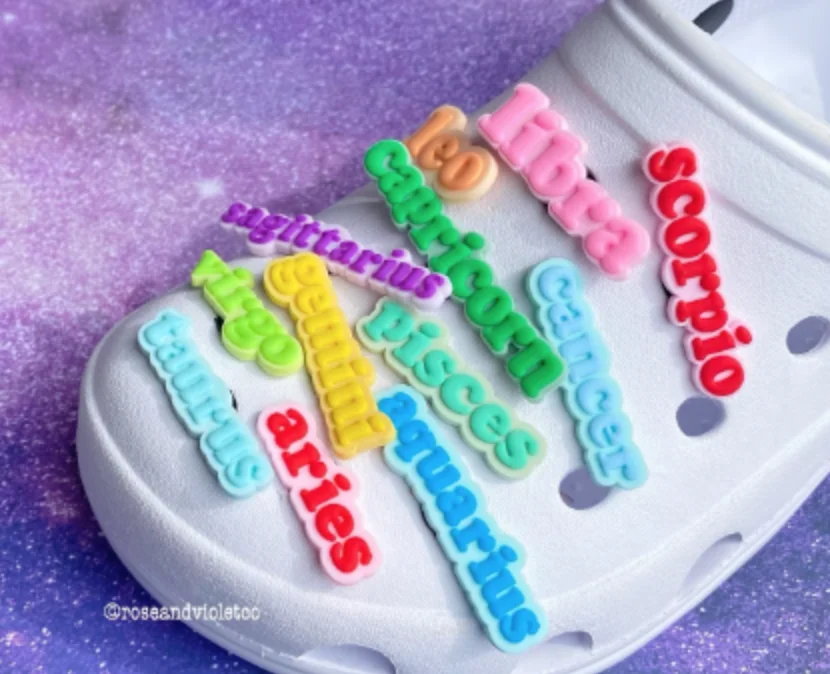 Designs available PVC Zodiac Sign shoes decoration charms clog pvc charm for bracelets kids