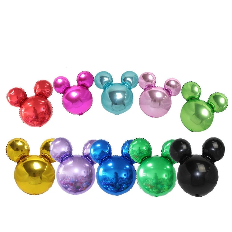 Pretty Monochrome Cartoon Mouse Head Shape Aluminum Foil Balloons For Decoration