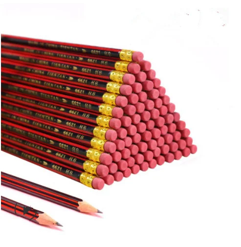 
 Карандаш HB классический, деревянный карандаш с ластиком, красная роспись, для набросков, для офисных принадлежностей  