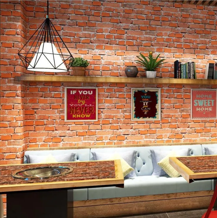 
Виниловые обои 3d с красным кирпичом, ширина, бумажная задняя сторона, виниловое покрытие, водонепроницаемые ПВХ, самоклеящиеся, корейские обои, украшение дома 