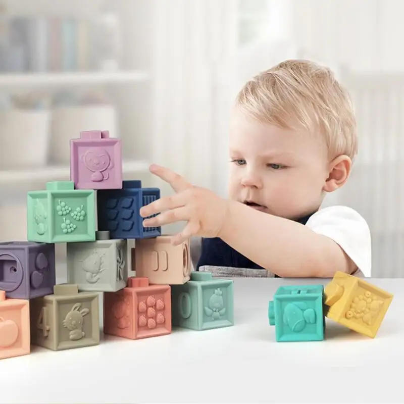 
 Детские хватать игрушки мягкие резиновые винил тиснением строительные блоки для малышей набор блоков 3D сенсорный экран руки мягкие игрушки  