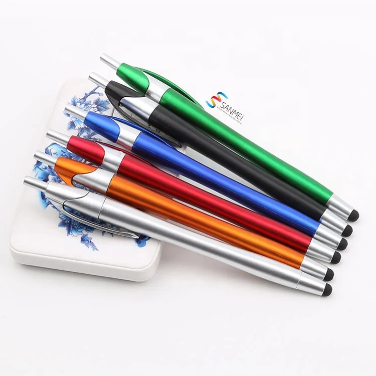 Современный Черный Многофункциональный персонализированный Стилус 2 в 1, пластиковая рекламная шариковая ручка
