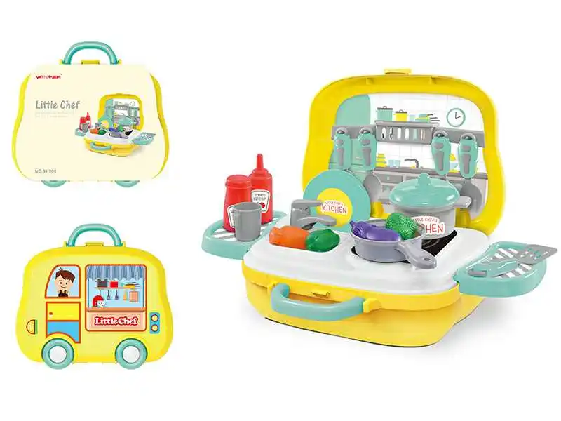 
Пластиковая игрушка для приготовления пищи, ролевые игры, Обучающие игрушки, детский Дорожный чемодан с кухонным набором игрушек 