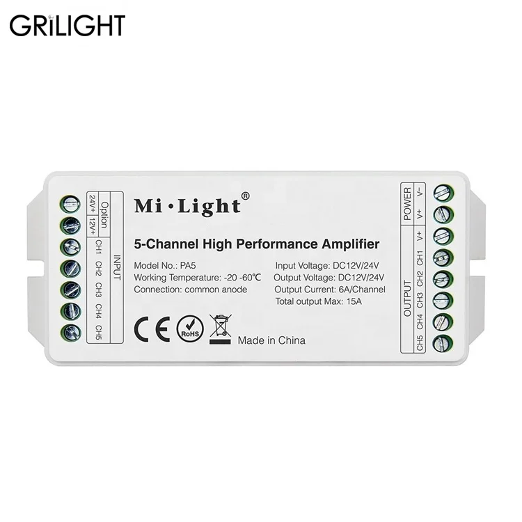 
5-канальный Ми свет профессиональный усилитель для RGB Светодиодные полосы света 