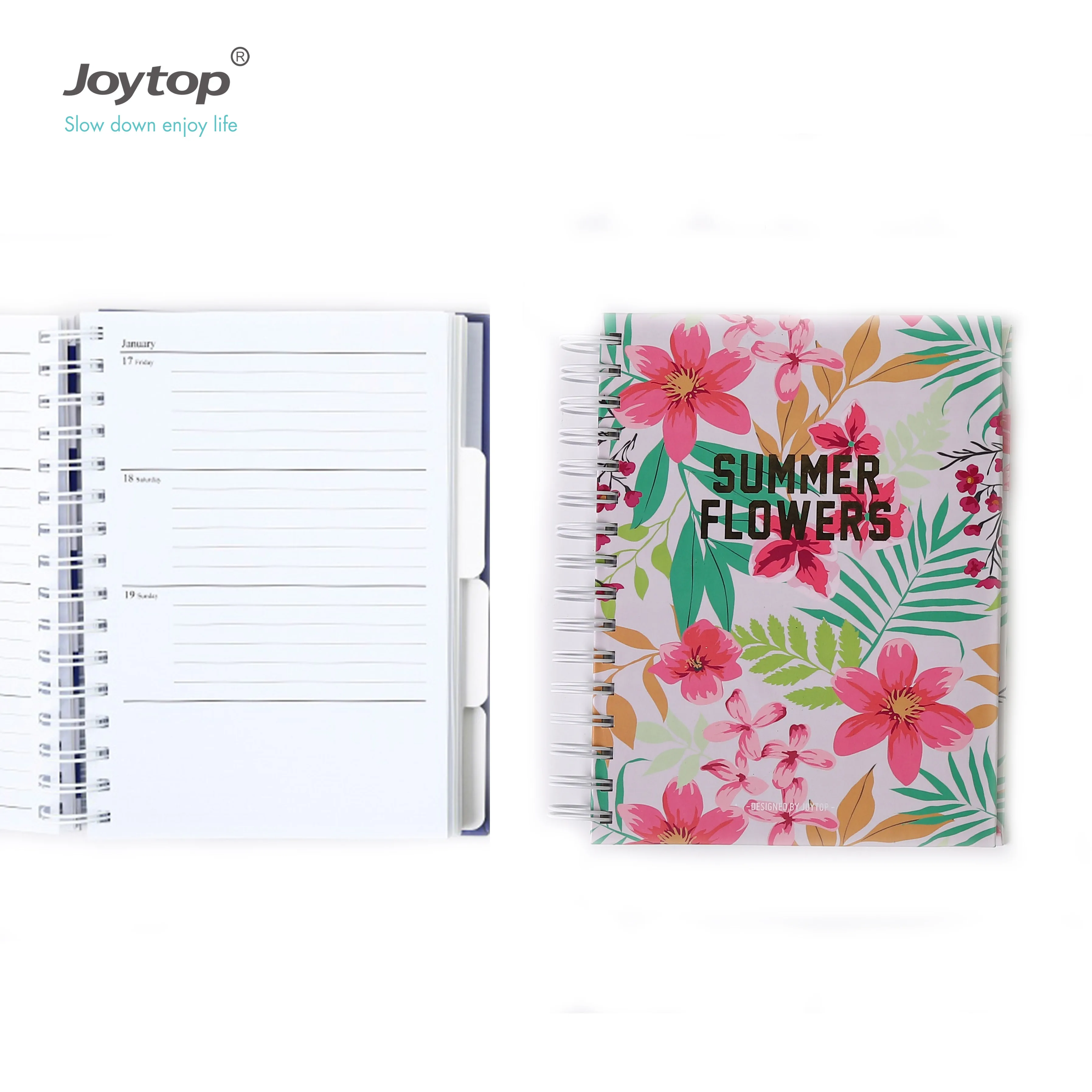 
Летняя тетрадь Joytop A5 с цветочным дизайном на заказ, спиральная обвязка, календарь, журнал 