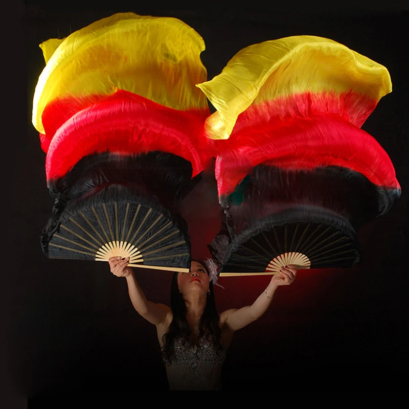 
Сценический танец вентиляторы 100% Шелковые Вуали цветные 120 см женский танец живота вентилятора ВУАЛИ 