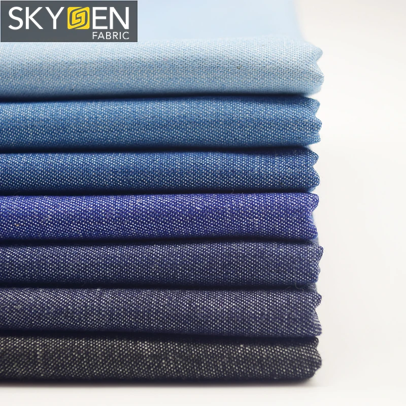 
Skygen высокое качество 32x32 135gsm саржевая плетеная черная синяя Органическая хлопчатобумажная джинсовая ткань 