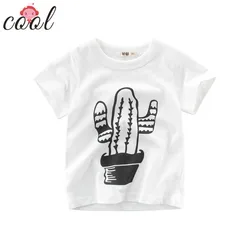 Детская футболка с принтом кактуса BY-9092, детские футболки для девочек, рубашка поло, детская хлопковая футболка