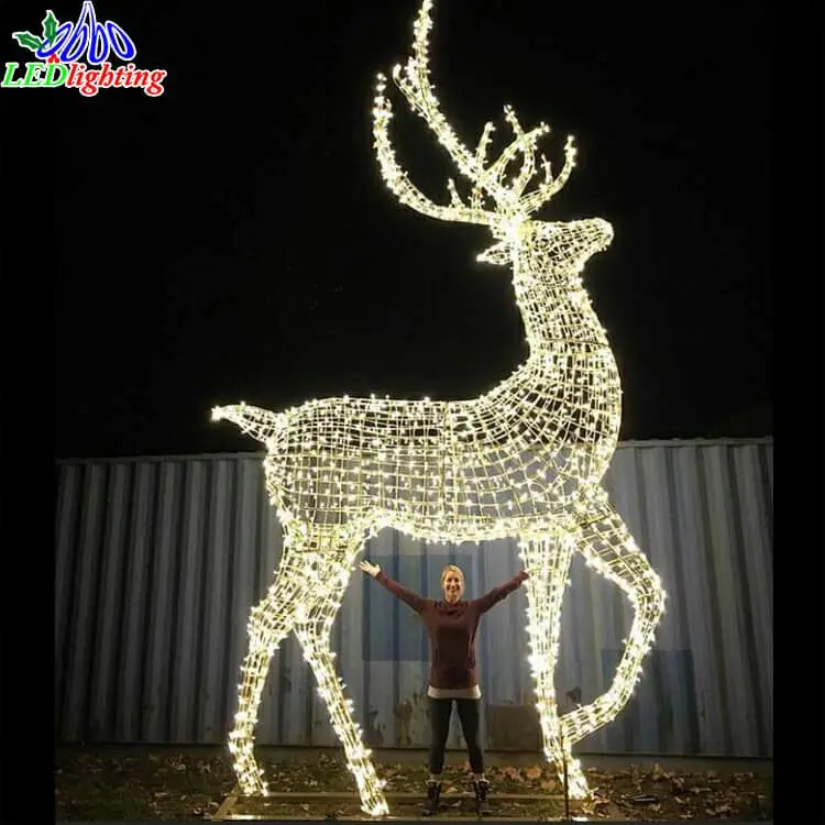 
Уличные коммерческие рождественские огни, 3D светодиодный олень, световой мотив для праздничного украшения 