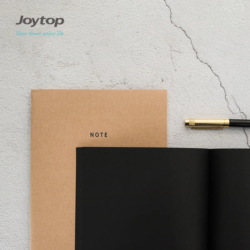 
Joytop 6328 forever оптовая продажа, пользовательский сшитый мягкий чехол B5, простой черный блокнот из крафт-бумаги 