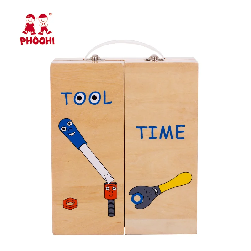 
Складной портативный детский ящик для инструментов, деревянный детский набор инструментов, игрушка 
