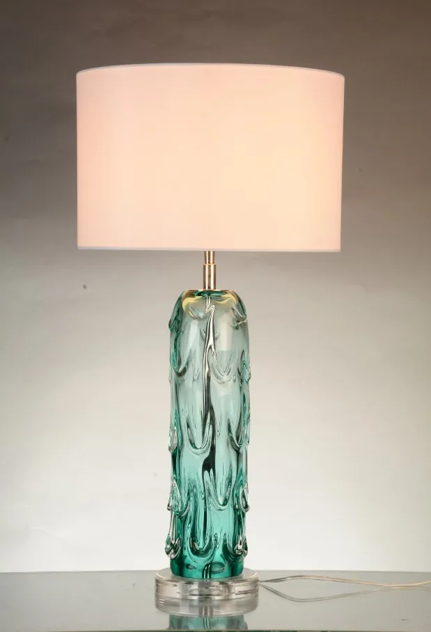 
Хрустальная настольная лампа ручной работы, Зеленая лампа для гостиной с тканевым абажуром для отеля, дома, кровати 