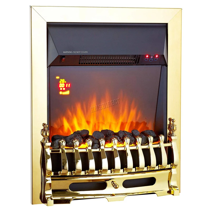 
Электрический камин с пультом дистанционного управления, 220 В, Золотая рамка, угольный огонь, эффект пламени 