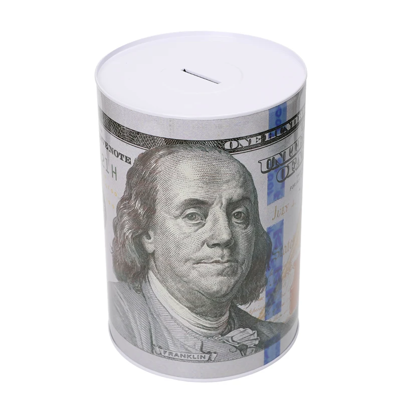 Металлическая Цилиндрическая копилка для монет TOPSTHINK, копилка для долларов США