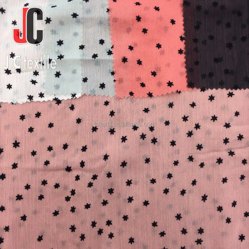 
 JC-M1280049 китайское производство, Высококачественная однотонная окрашенная 75D шелковая шифоновая ткань yorполяй с черным флокированием для женского платья  