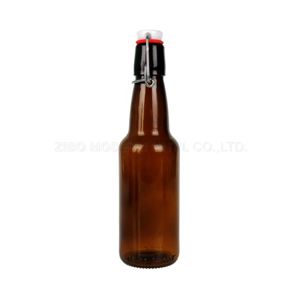 Оптовая продажа, 500 мл/1000 мл, Герметичная Бутылка с поворотным верхом в стиле янтарного Grolsch, бутылка для пива, бутылка из янтарного стекла