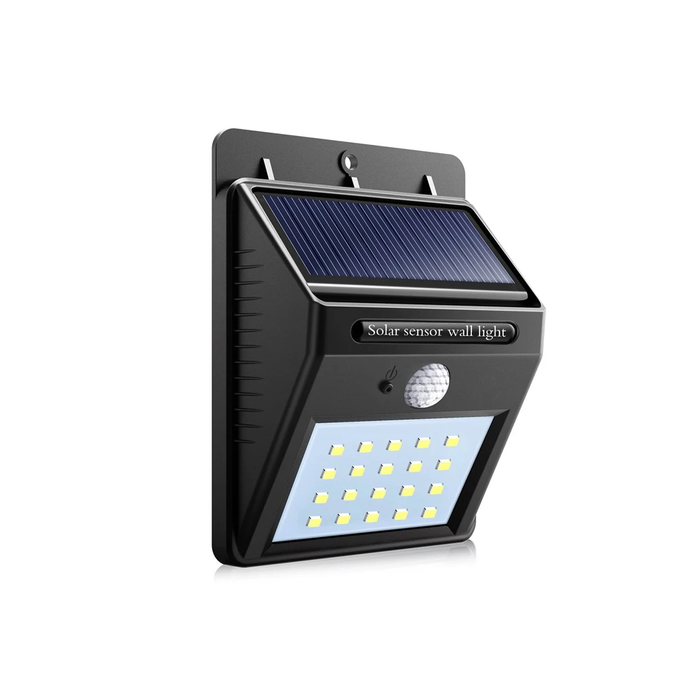 Уличные светодиодные лампы на солнечной батарее, маленький водонепроницаемый светильник с пассивным ИК датчиком движения, 20 светодиодов