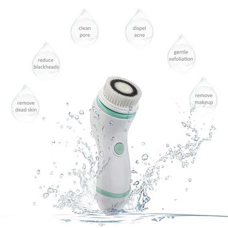 
2021 Amazon, Лидер продаж, водонепроницаемая щетка для очищения кожи лица, Ультразвуковая электрическая щетка для лица с питанием от батареи 