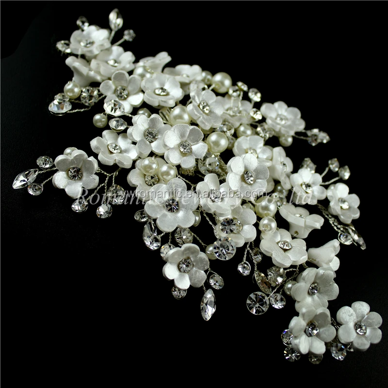 
Оптовая продажа, свадебные аксессуары для волос в Корейском стиле с белыми маленькими цветами и кристаллами для девочек 
