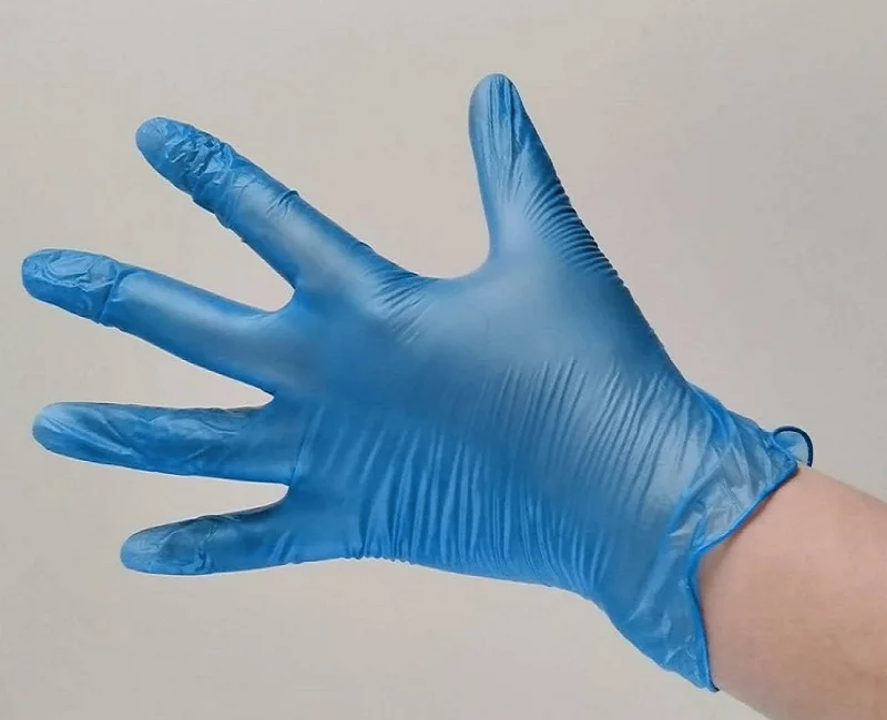 blue vinyl glove