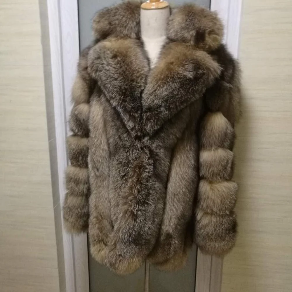 Заводская оптовая цена, зимние длинные пальто с капюшоном из лисьего меха для мужчин