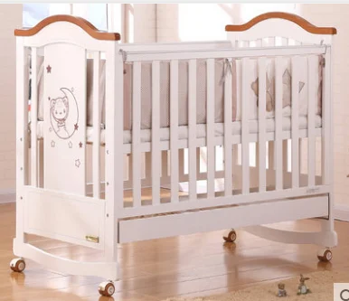Распродажа, белая Регулируемая деревянная детская кроватка-качалка, Современная