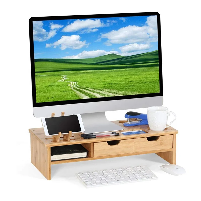 Подставка для монитора, деревянный Органайзер, офисный стол, хранилище, сборный ящик, клавиатура