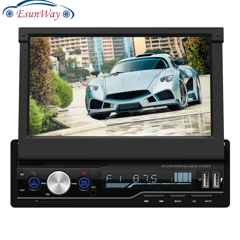 
Esunway 1Din 7 дюймов выдвижной сенсорный экран HD автомобильный стерео Мультимедийный MP5 плеер RDS FM AM радио USB AUX FM 