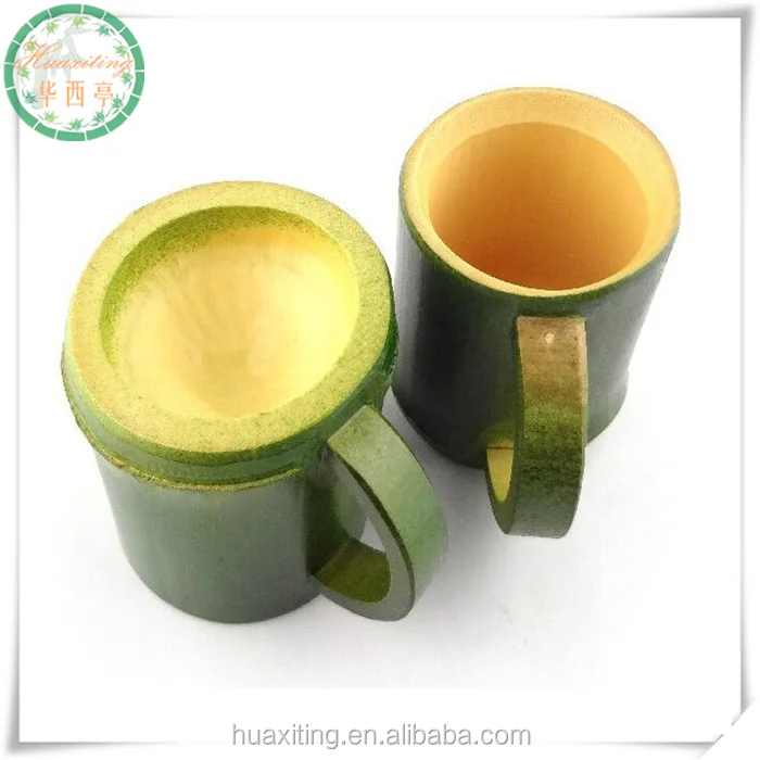 
Зеленая бамбуковая чашка ручной работы с ручкой 