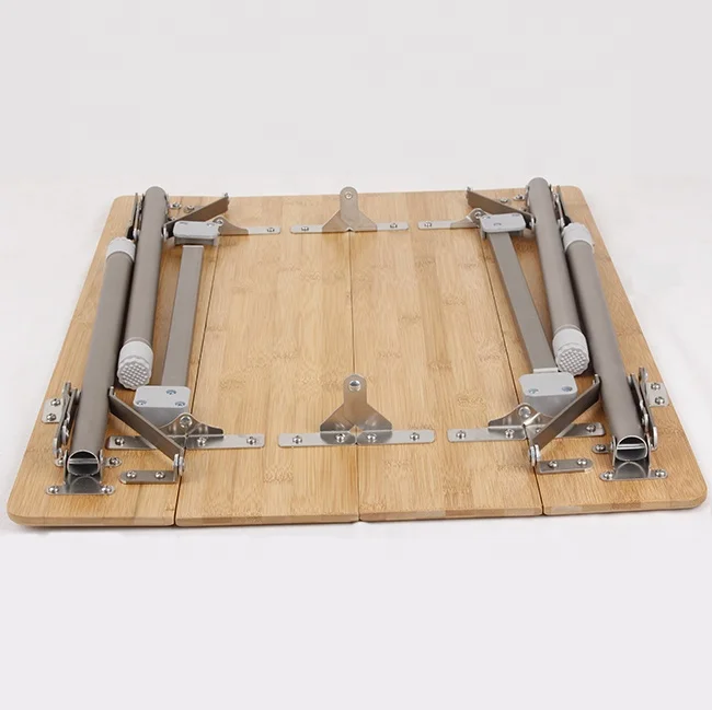 
Высокое качество складной стол для пикника с 4-в сложенном виде Бамбуковый стол с регулируемыми ножками 