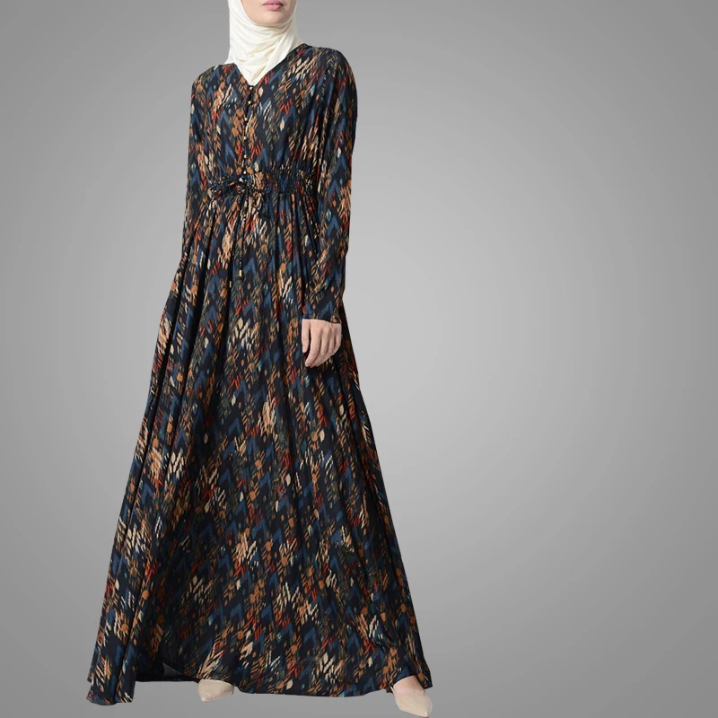 Женское Повседневное платье из Индонезии, красивая одежда с цветочным принтом в мусульманском стиле, модная мусульманская абайя, арабский стиль, турецкий цзилбаб