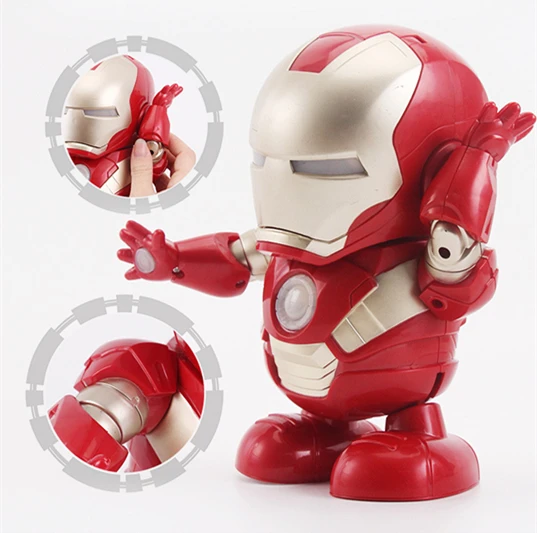 Электронная игрушка танцующий Железный человек, экшн-игрушка со светодиодным фонариком и подсветкой, музыкальный робот Железный человек, герой, Прямая поставка