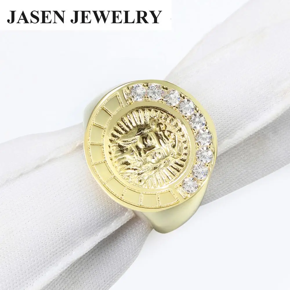 
Ювелирные изделия Jasen, 18 карат, золотые ювелирные изделия, мужские кольца с Иисусом 