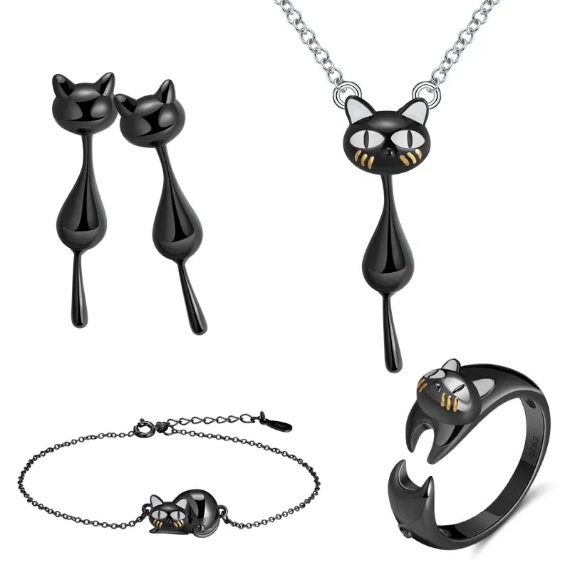 
 ювелирные изделия Cat Shaped Китай Оптовая Продажа 925 стерлингового серебра комплект ювелирных изделий для девочек женщин  