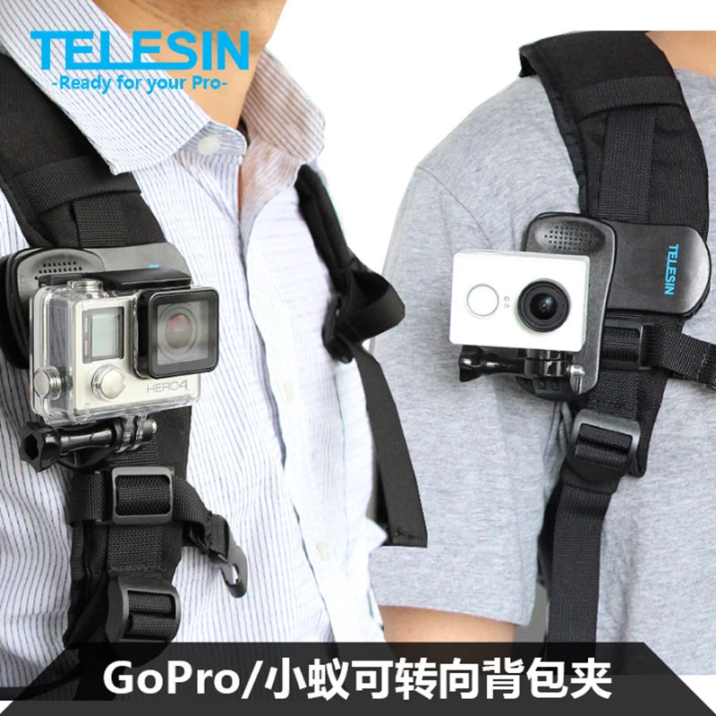 Telesin 360 Поворотный Зажим для рюкзака быстрое зажимное крепление для Go Pro Hero9/ 8/7/6/5 черные DJI OSMO экшн-камеры