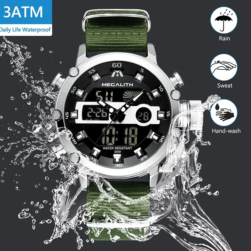 Часы наручные MEGALITH Мужские кварцевые роскошные брендовые модные водонепроницаемые спортивные в стиле