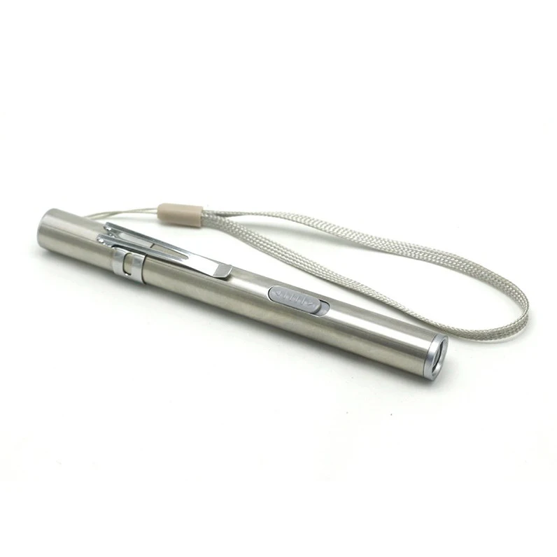 Лидер продаж, Высококачественная ручка из нержавеющей стали, карманный фонарик с зажимом, микро-USB, перезаряжаемый фонарь