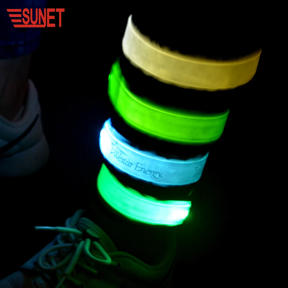 
2020 SUNJET светодиодная повязка на руку для бега на заказ, отражающая светодиодная повязка на руку для вечеринки 