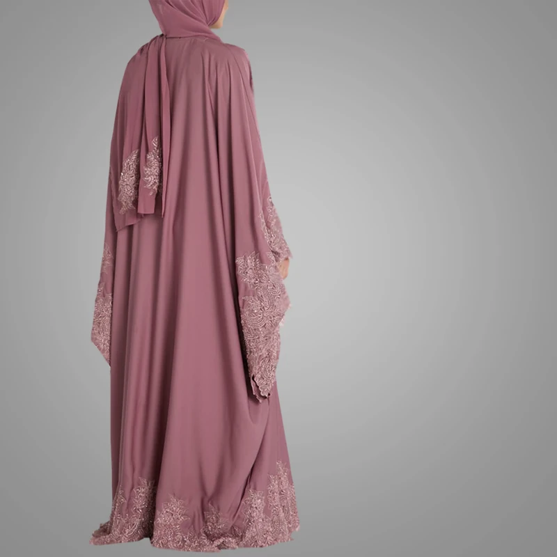 Элегантное мусульманское платье с блестками и ручной вышивкой, новый дизайн Дубая, абайя цзилбаб, кимоно с рукавами-бабочками, кардиган, мусульманская одежда