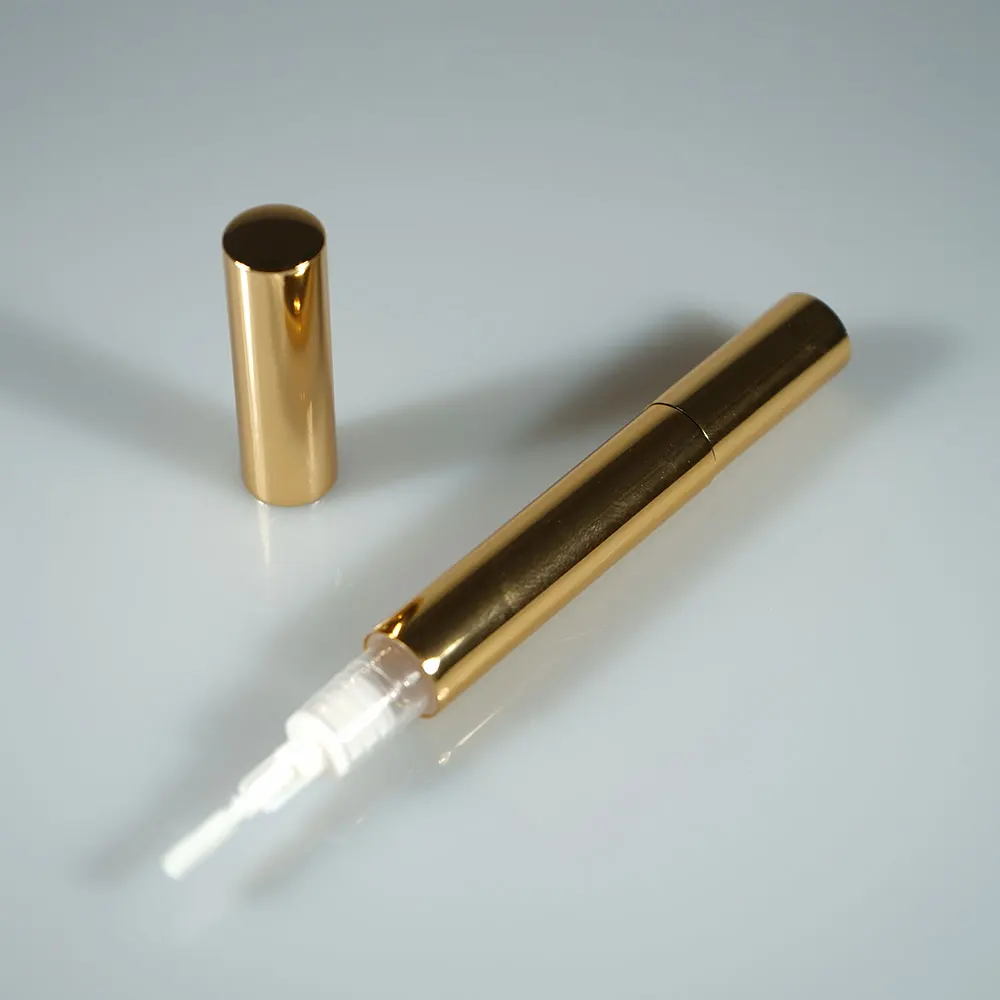 Пустая Алюминиевая ручка для маникюра/Вращающаяся ручка с кисточкой для отбеливания ручек, ресниц, жидкости, ногтей 3 мл Золото и серебро