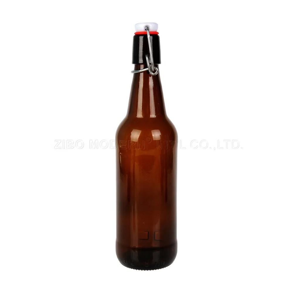 Оптовая продажа, 500 мл/1000 мл, Герметичная Бутылка с поворотным верхом в стиле янтарного Grolsch, бутылка для пива, бутылка из янтарного стекла