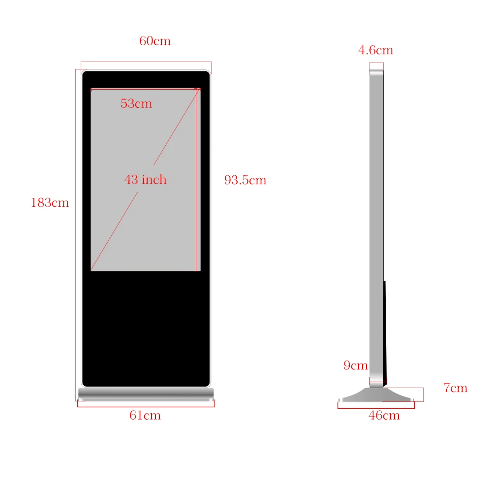 
Рождественской промоакцией дешевые 43 дюйма HD-MI киоск экрана касания ИК Wi-Fi подключается к сети 4g Тотем ЖК-панель для показа рекламы 