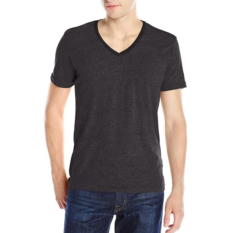 
Оптовая продажа Oem 55% конопляная 45% Хлопковая мужская простая футболка с V-образным вырезом 