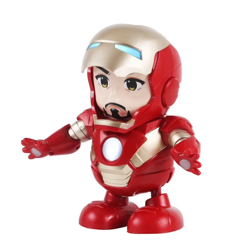Электронная игрушка танцующий Железный человек, экшн-игрушка со светодиодным фонариком и подсветкой, музыкальный робот Железный человек, герой, Прямая поставка